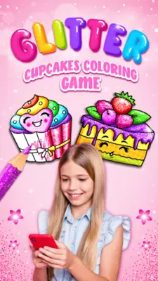 Cupcakes Coloring Book Glitter android App screenshot 7